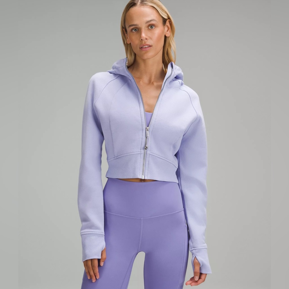 Scuba Full-Zip Cropped Hoodie Lilac Smoke